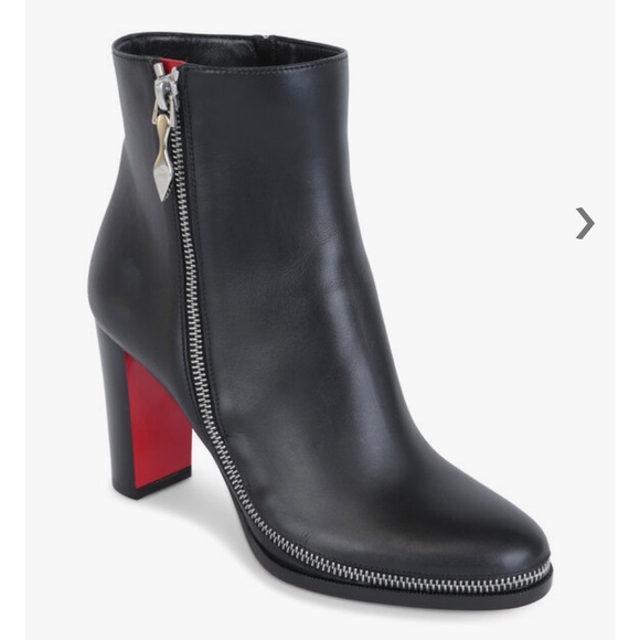 Christian Loubouton telezip black ankle heeled bootie's size